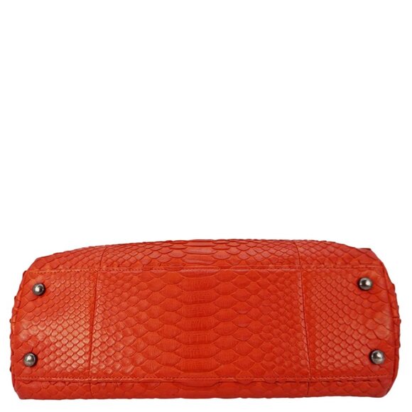 Chanel  Coco Flap Python Leather Top Handle Shoulder Bag Red - Picture 9 of 12